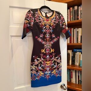 Floral Patterned Scuba Dress - Multicolor